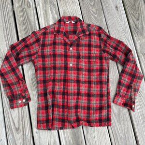 ** Vintage 60s Bonds Fifth Avenue Button Shirt Men's Small Tartan Red Plaid S